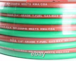 100 FEET Grade T 1/4 OxyFuel Welding & Cutting Twin Hose with BB Fittings SÜA