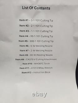 12pc Victor Cutting and Welding Outfit Set CA370-V, WH36FC Torch Nozzles, Tips 12pc Victor Cutting and Welding Outfit Set CA370-V, WH36FC Torch Nozzles, Tips