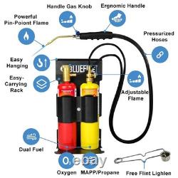 BLUEFIRE Oxypropane Welding Gas Cutting Torch Kit with Flint Lighter and Cyli