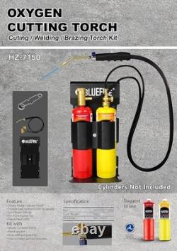 BLUEFIRE Oxypropane Welding Gas Cutting Torch Kit with Flint Lighter and Cyli