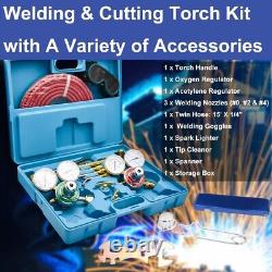 Cutting Welding Torch Kit Oxygen & Acetylene Welding Kit with15' Hose Glasses Case