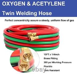 Cutting Welding Torch Kit Oxygen & Acetylene Welding Kit with15' Hose Glasses Case