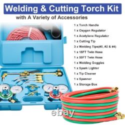Cutting Welding Torch Kit Oxygen & Acetylene Welding Kit with50' Hose Glasses Case