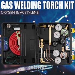 Gas Welding Cutting Kit Acetylene Oxygen Torch Set Regulator w Free 3 Nozzles