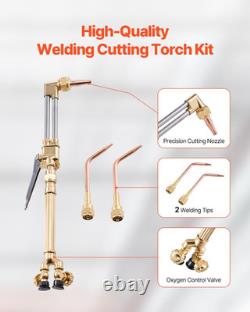 Gas Welding Cutting Torch Kit, 14PCS Portable Oxy Acetylene Brazing Set with 17