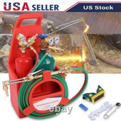 Gas Welding Cutting Torch Kit withOxygen Acetylene Tanks Regulators & Hoses Red