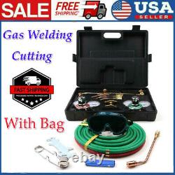 Gas Welding Cutting Welder Kit Oxy Acetylene Oxygen Torch WithHose Black Case USA