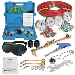 Gas Welding Cutting Welder Kit Oxy Acetylene Oxygen Torch with Hose Goggles & Case