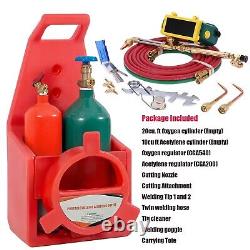 HVAC Portable Oxygen Acetylene Welding Cutting Torch Kit Regulator Set Gas Tank