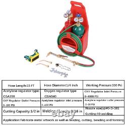 HVAC Portable Oxygen Acetylene Welding Cutting Torch Kit with Carrying Case & Tank