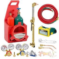 HVAC Portable Oxygen Acetylene Welding Cutting Torch Kit with Carrying Tote & Hose