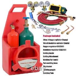 HVAC Portable Oxygen Acetylene Welding Cutting Torch Kit with Carrying Tote & Hose