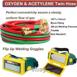 HVAC Portable Oxygen Acetylene Welding Cutting Torch Kit with Carrying Tote & Hose