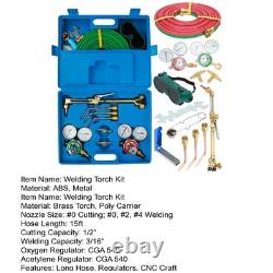 Long Hose Brass Nozzle Welding Cutting Torch Kit with Toolbox Oxygen Acetylene