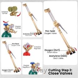Long Pipe Brass Nozzle Welding Torch Kit with Gauge Oxygen Acetylene