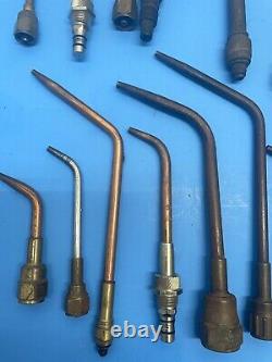 Lot of 17 welding torch heads, tips, cutting welding handles