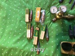 Lot of welding torches tips cutting heads gauges fittings tempilstiks nu & used