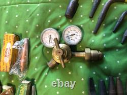 Lot of welding torches tips cutting heads gauges fittings tempilstiks nu & used