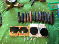 Lot of welding torches tips cutting heads gauges fittings tempilstiks nu & used
