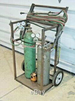 Oxy Acetylene Cutting Torch Set, Tank Cart, Victor UniWeld, Oxygen Welding, hose