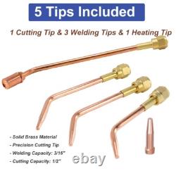 Oxy-Acetylene Gas Cutting Torch Regulator Welding Kit 25' +15' Hose Glasses Case