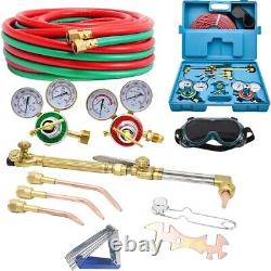 Oxy Acetylene Gas Cutting Torch Welding Kit WithHose Welding Glasses Storage Case