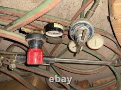 Oxy-Acetylene Gas Welding & Cutting Kit Torch Handle with Hoses Dual-Gauge Regs