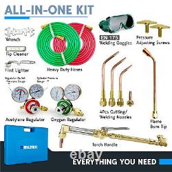 Oxy Acetylene Torch Kit 2 Hose, Regulator Gauges, Cutting Tip, 3 Welding Tip