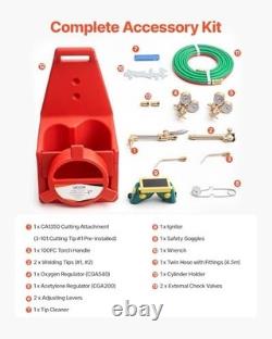 Oxy Acetylene Torch Kit Gas Welding Cutting Set, 15FT Twin Hose, 2 Regulators