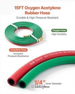 Oxy Acetylene Torch Kit Gas Welding Cutting Set, 15FT Twin Hose, 2 Regulators