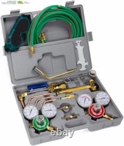 Oxy Acetylene Welding Cutting Torch Brazing with 3 Nozzle 15' Ft Hose Gauge Reg