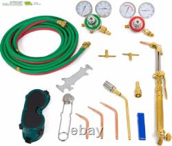 Oxy Acetylene Welding Cutting Torch Brazing with 3 Nozzle 15' Ft Hose Gauge Reg