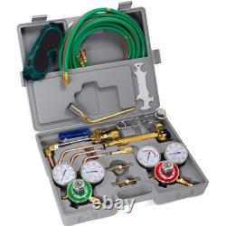 Oxy Acetylene Welding Cutting Torch Set with 3 Nozzles 15 ft Hose Gauge Regul