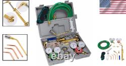 Oxy Acetylene Welding Cutting Torch Set with 3 Nozzles 15 ft Hose Gauge Regul