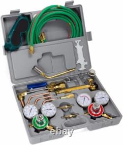 Oxy Acetylene Welding Cutting Torch Set with 3 Nozzles 15 ft Hose Gauge Regul
