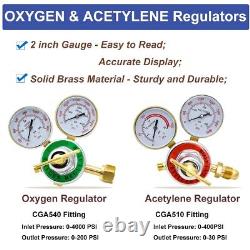 Oxygen Acetylene Gas Cutting Torch Regulator Welding Kit With15' Hose Glasses Case