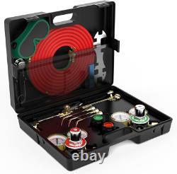 Oxygen Acetylene Gas Cutting Torch Regulator Welding Kit With15' Hose Glasses Case