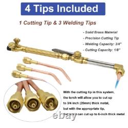 Oxygen Acetylene Gas Cutting Torch Regulator Welding Kit With15' Hose Glasses Case