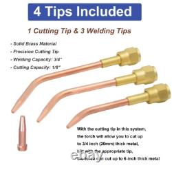 Oxygen Acetylene Gas Cutting Torch Regulator Welding Kit With15' Hose Glasses Case