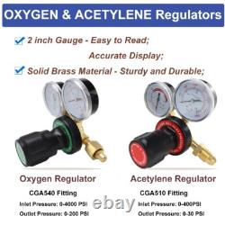 Oxygen Acetylene Gas Cutting Torch Regulator Welding Kit With15' Hose Glasses Case