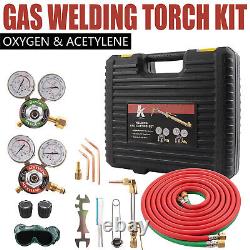 Oxygen Acetylene Gas Cutting Torch Regulator Welding Kit WithHose Glasses Case