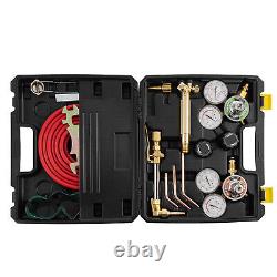 Oxygen Acetylene Gas Cutting Torch Regulator Welding Kit WithHose Glasses Case