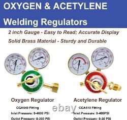 Oxygen Acetylene Gas Cutting Torch Regulator Welding Kit with15' Hose Glasses Case