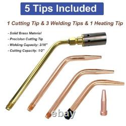 Oxygen Acetylene Gas Cutting Torch Regulator Welding Kit with50' Hose Glasses Case