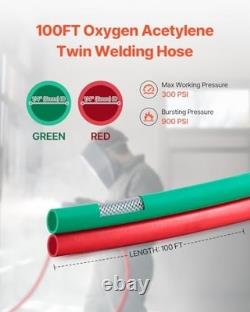 Oxygen Acetylene Hose 1/4 x 100FT, 300PSI Welding Cutting Torch Twin Hose