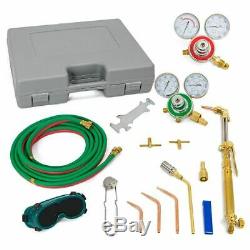 Oxygen Acetylene Welding Cutting Torch Kit Harris Type With Goggles Tips Burner HD