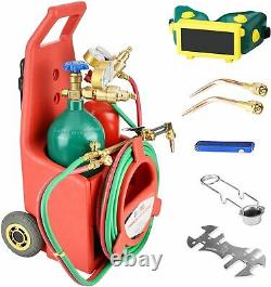 Oxygen Acetylene Welding Cutting Torch Kit WithGas Tank and Movable wheel