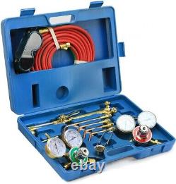 Oxygen Acetylene Welding Cutting Torch with4 Nozzles Brazing Soldering Hose Gauge