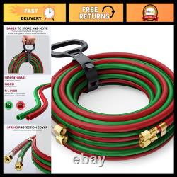 Oxygen Acetylene Welding Hose 1/4 x 50FT Heavy Duty, Durable, Flexible Tubing