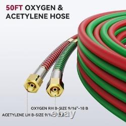 Oxygen Acetylene Welding Hose 1/4 x 50FT Heavy Duty, Durable, Flexible Tubing